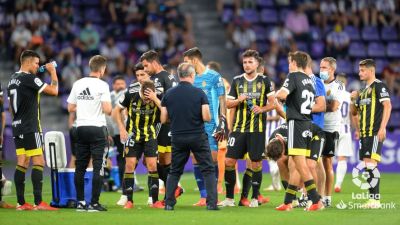 El Real Zaragoza, durante el partido ante el Valladolid.