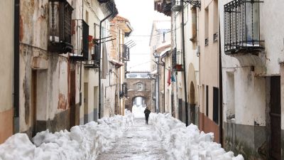 La localidad turolense de Mosqueruela, afectada por la borrasca Gloria (EP).