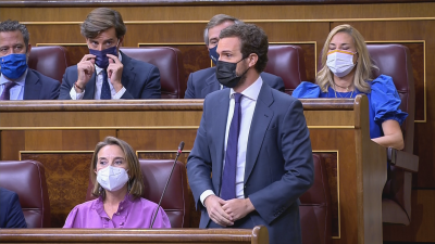 Pablo Casado durante su intervención en la sesión de control al Gobierno.