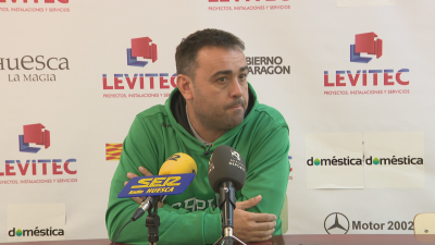 Sergio Lamúa, en la rueda de prensa previa al duelo en Cáceres.