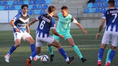 Imagen del encuentro que el Huesca B ha disputado en Badalona.