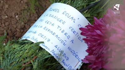 Uno de los mensajes depositados en las fosas de Belchite.