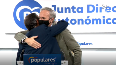 Jorge Azcón y Luis María Beamonte, en la Junta Directiva Autonómica.