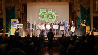 Momento en el que los presidentes que ha tenido el club han sido homenajeados.