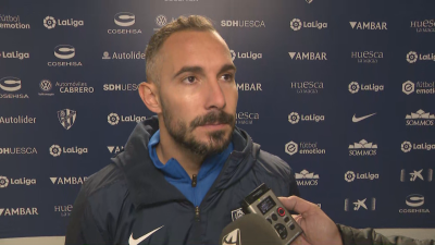 David Ferreiro, en la zona mixta de El Alcoraz.
