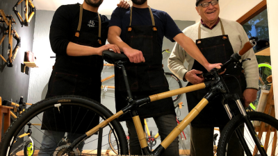 Bicicleta de bambú de la tienda 'ECO Bikes' en Zaragoza.