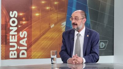 Javier Lambán, este lunes en el programa Buenos Días Aragón, de Aragón TV.