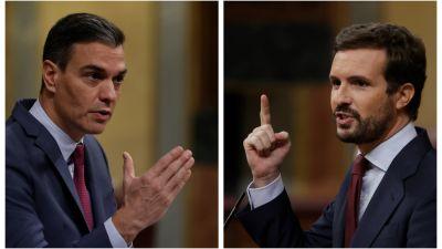 Pedro Sánchez y Pablo Casado, durante la Sesión de Control. (Fotos: EFE)