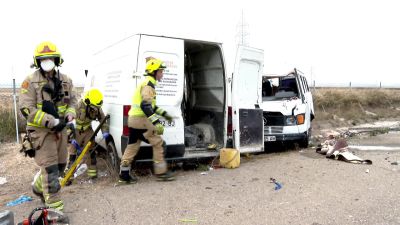 Lugar del accidente en la A-23, a la altura de Villanueva de Gállego (Zaragoza).
