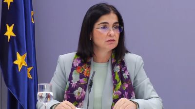 La ministra de Sanidad, Carolina Darias, durante la rueda de prensa.