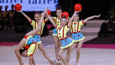 El conjunto del Escuela Gimnasia Rítmica en el pasado Euskalgym.