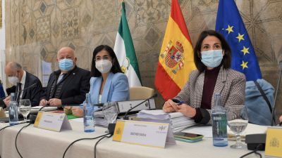 La ministra Darias, en el centro, al inicio del Pleno del Consejo Interterritorial del Sistema Nacional de Salud