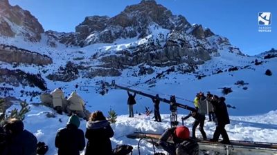 Imagen de la grabación de la serie de HBO, en el Pirineo aragonés.