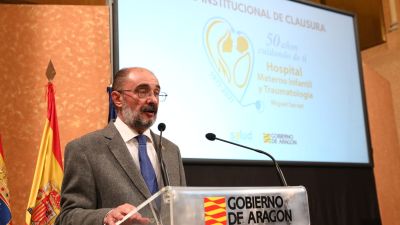 Javier Lambán, este jueves en rueda de prensa. / Gobierno de Aragón