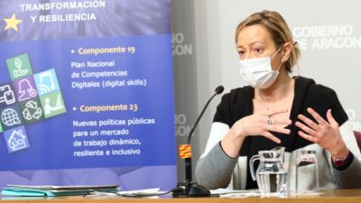 La consejera de Economía, Planificación y Empleo, Marta Gastón, este jueves durante la presentación de los dos planes. / GOBIERNO DE ARAGÓN