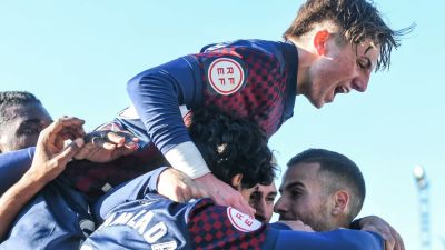 Celebración tras un gol del filial oscense. Foto: SD Huesca B.