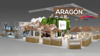 Recreación de cómo será el expositor de Aragón en Fitur 2022