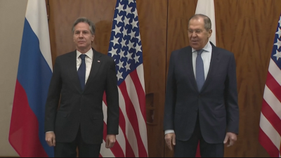 Blinken y Lavrov antes de la reunión de Ginebra.