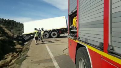 Estado en el que ha quedado el camión siniestrado. / Diputación de Zaragoza