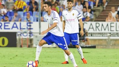 Erik Morán durante un encuentro con el Real Zaragoza.