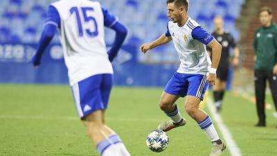 Ángel López durante un encuentro con el Real Zaragoza.