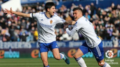 Jaume Grau celebra el primer gol del partido.