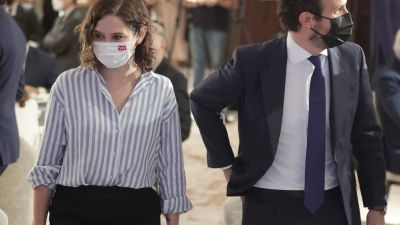 Isabel Díaz Ayuso y Pablo Casado, en un acto celebrado en Madrid el pasado mes de septiembre.