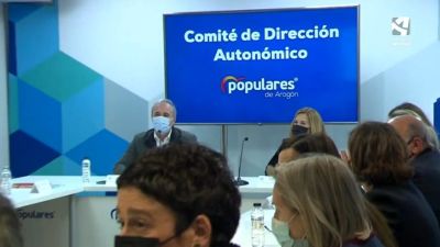 El presidente del PP Aragón, Jorge Azcón, en la sede del partido en la capital aragonesa, el pasado miércoles. / EUROPA PRESS