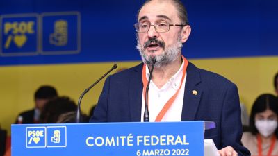 Javier Lambán, este domingo en el Comité Federal del PSOE en Madrid. / EUROPA PRESS