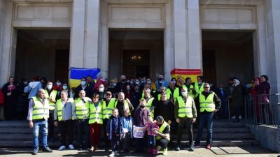 Uno de los grupos de refugiados que ha llegado a Aragón.