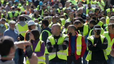 Más de 400 camioneros han participado en una marcha en Lugo (Galicia). / Foto: EP