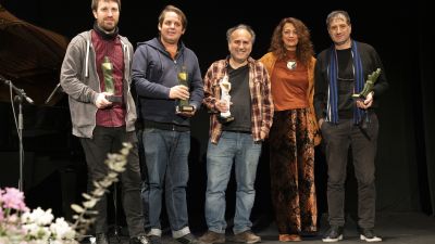 De izda. a dcha: Eymard Uberetagonea, Thomas Grand, Javier Corcuera, Carmen París y David Vázquez. | FOTO: Espiello