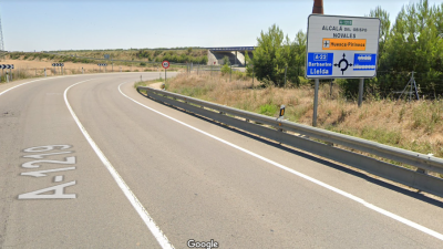 Ramal de acceso a la A-22 en Siétamo. / Google Maps.