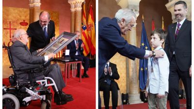 Entrega de los galardones a Eloy Fernández Clemente y Jorge.