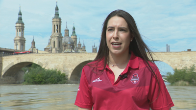 Lara González hablando para Aragón Deporte.