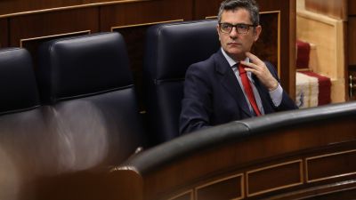 El ministro Félix Bolaños en el Congreso de los Diputados, este jueves. (Marta Fernández / Europa Press)