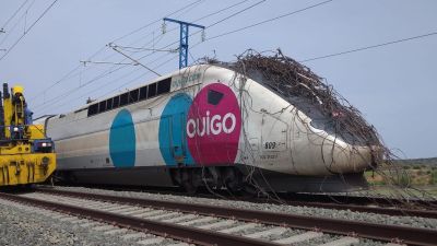Los pasajeros de uno de los trenes que ha tenido que parar por la caída de una catenaria. / Foto: cedida a EP.