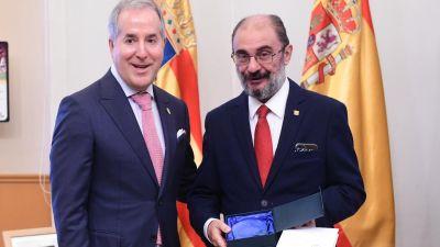 Javier Lambán y Jorge Mas en su primer encuentro. Foto: Real Zaragoza