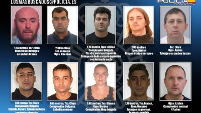 Imagen de los 10 fugitivos buscados. Fuente: Policía Nacional.