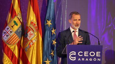 El Rey Felipe VI en el acto conmemorativo del 40º Aniversario de CEOE Aragón. / Foto: Europa Press.