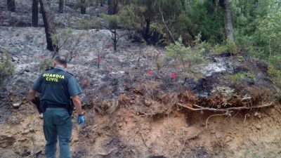 Zona acordonada por la Guardia Civil en el lugar del incendio. / Foto: Guardia Civil Zaragoza.