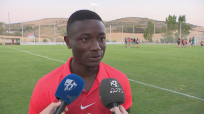 Patrick Soko ayer tras el choque ante el CA Osasuna