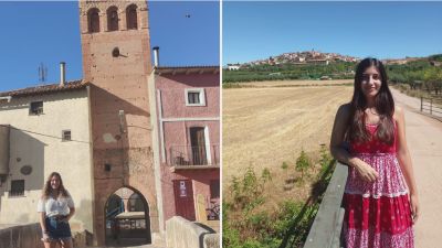Paula López (derecha) y Lorena Royo (izquierda) en Torrijo de la Cañada y Villalengua, donde hacen sus prácticas respectivamente.