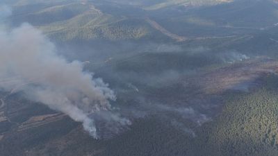 Imagen del incendio declarado este miércoles en la zona de Pardinas de Asabón, en Bailo. / Infoar