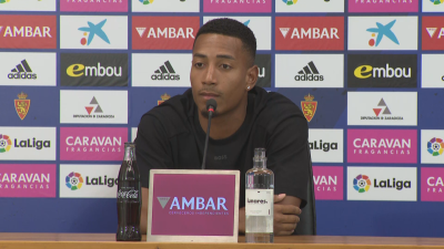 Jairo Quintero en su presentación como nuevo jugador del Real Zaragoza