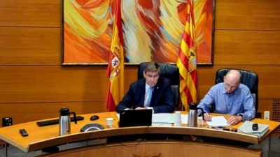 El vicepresidente y consejero de Industria, Competitividad y Desarrollo Empresarial del Ejecutivo aragonés, Arturo Aliaga durante la conferencia sectorial de Energía. / Gobierno de Aragón.