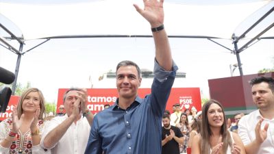El secretario general del PSOE y presidente del Gobierno, Pedro Sánchez, en un acto electoral. / Europa Press.