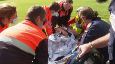 Voluntarios de Protección Civil durante un simulacro en Daroca.