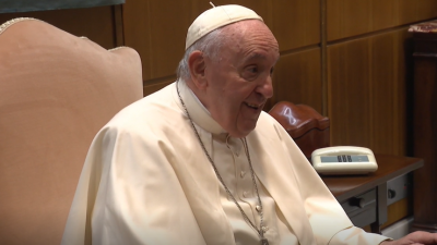 El Papa Francisco, durante la visita este miércoles de Javier Lambán al Vaticano.