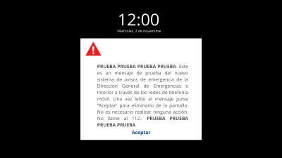 Mensaje de alerta del sistema ES-Alert. / Europa Press